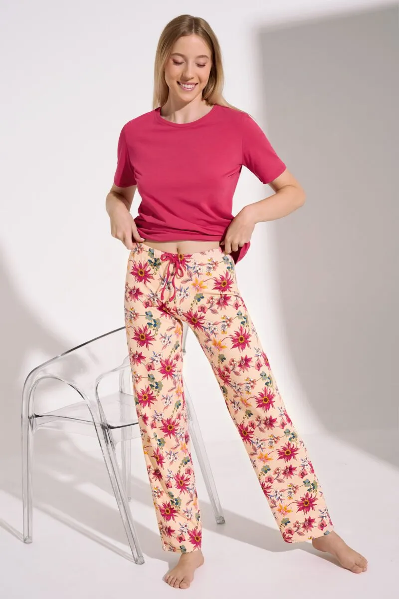 063474 FLOWERS Pyjama long trousers, short sleeves