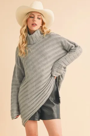 Aemi   Co Asymmetrical Side Slit Turtleneck Sweater