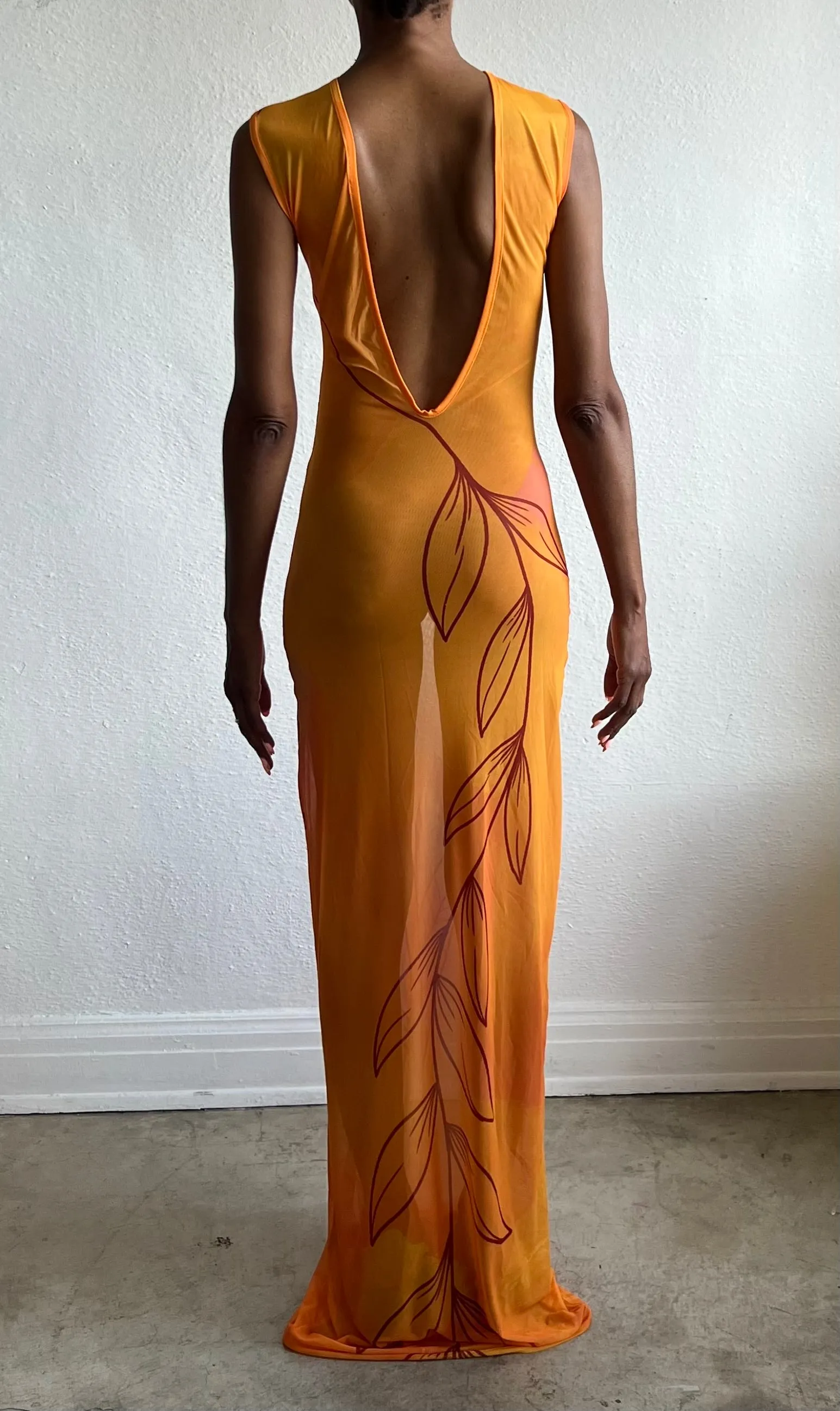 Aja Orange Rose Sleeveless Maxi Dress -Pre Order