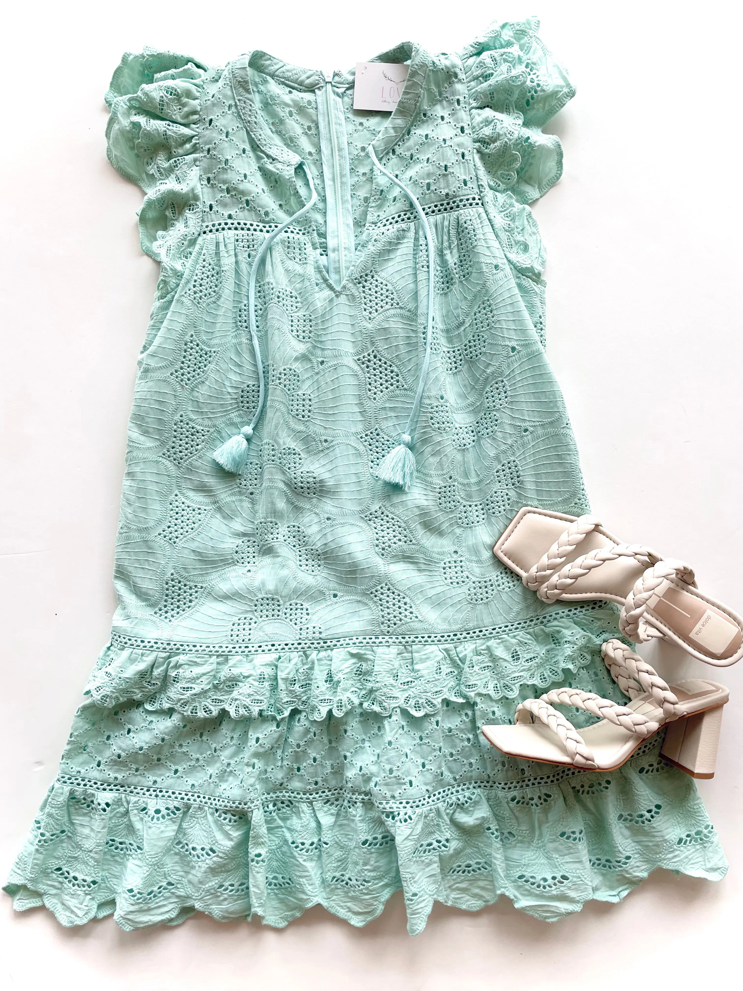 AL20631 Lucia Mint Eyelet Dress