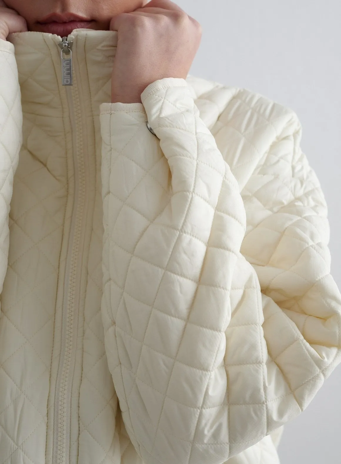 Almond White Oversized Quilted Jacket