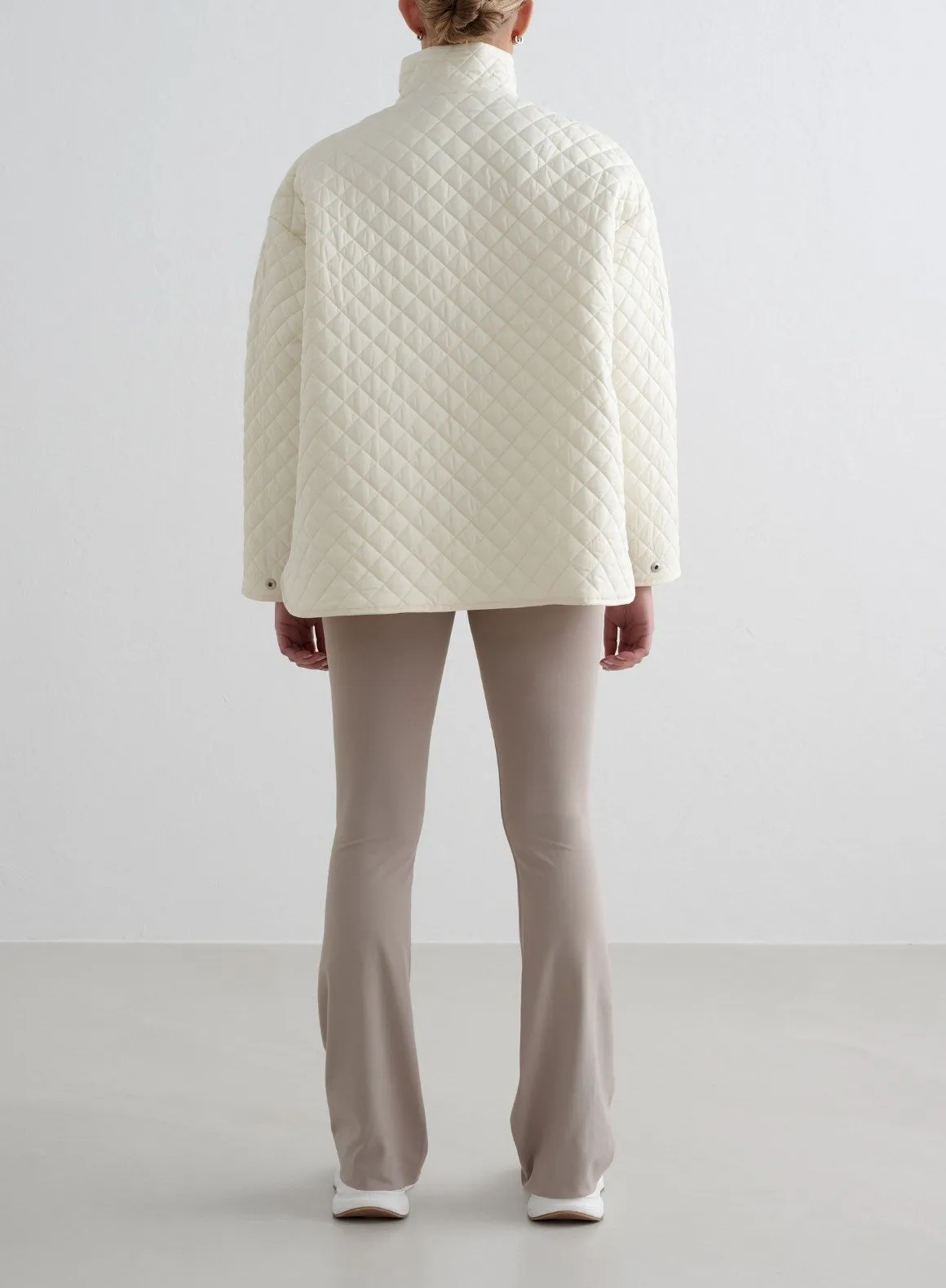 Almond White Oversized Quilted Jacket