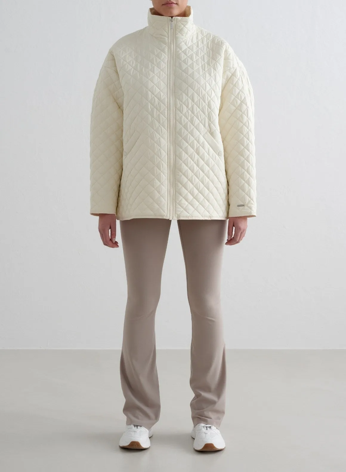 Almond White Oversized Quilted Jacket