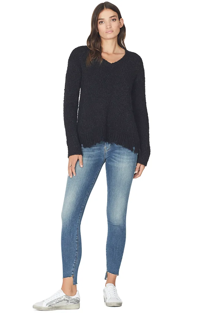 Alpaca Blend Destroyed V-Neck Sweater