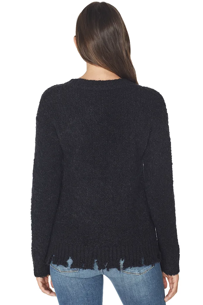 Alpaca Blend Destroyed V-Neck Sweater