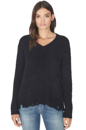 Alpaca Blend Destroyed V-Neck Sweater
