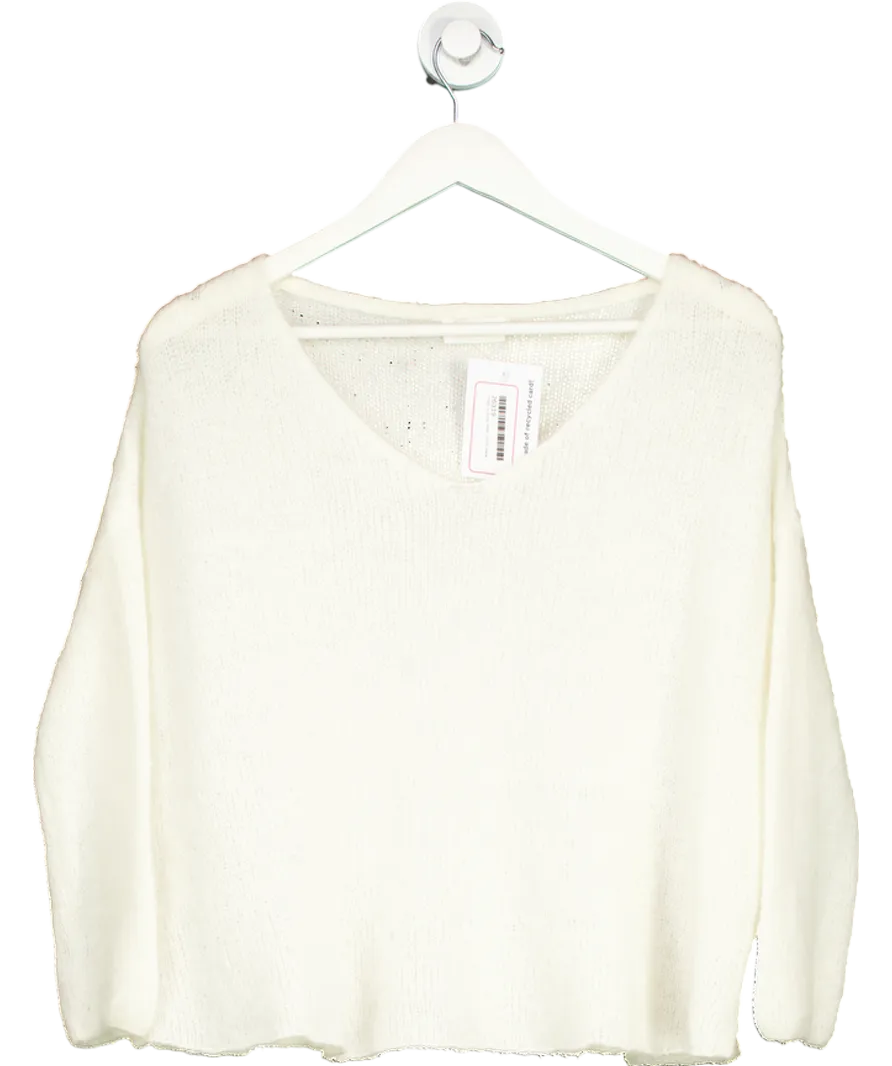 American Vintage White East V Neck Knit Jumper UK XS/S