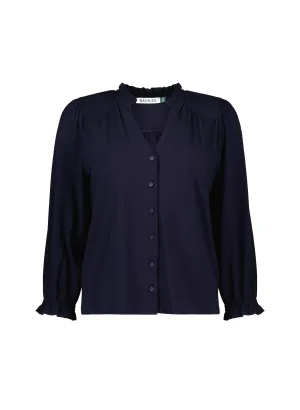 Annie LENZING™ ECOVERO™ Ruffle Collar Blouse | Classic Navy