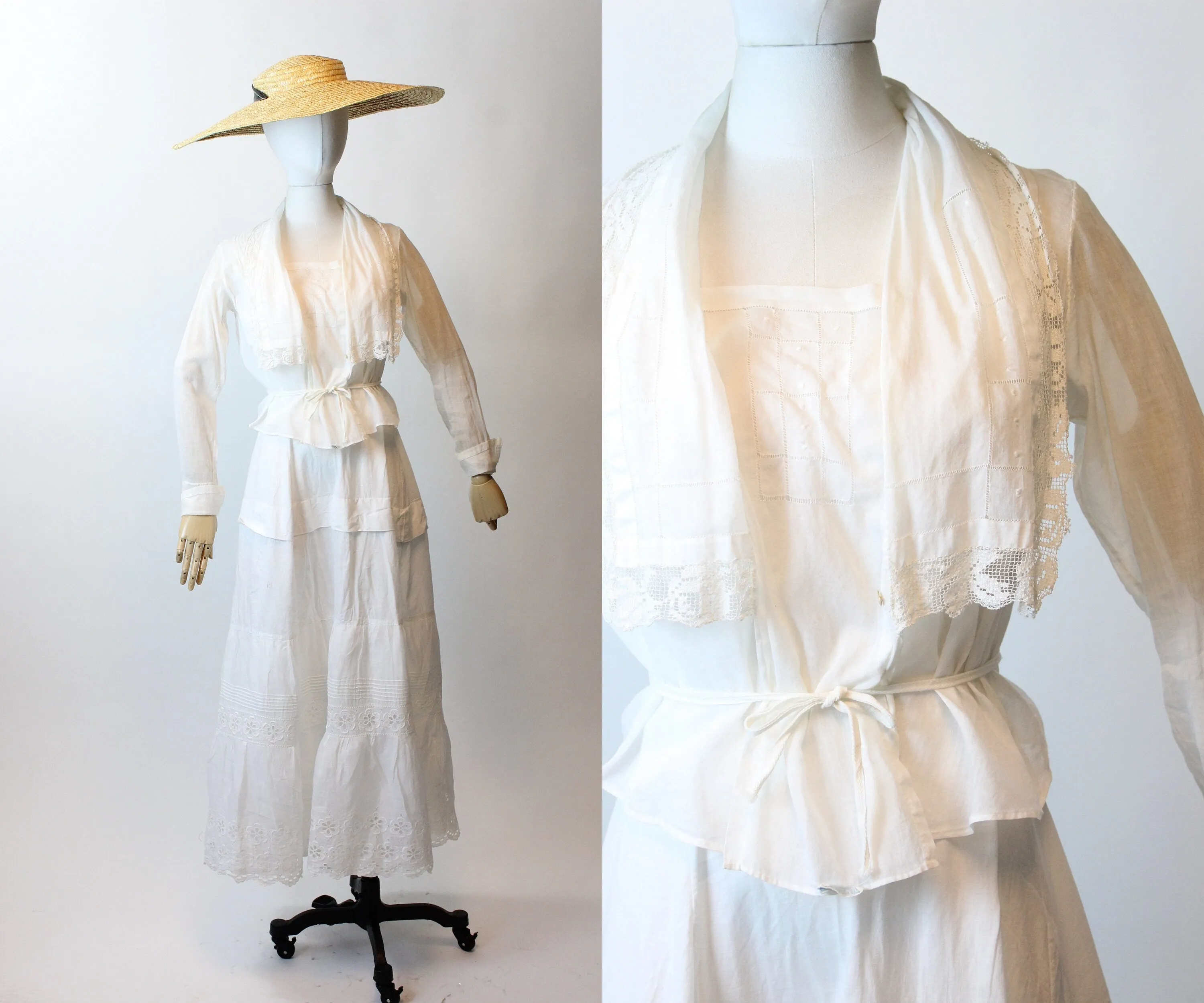 ANTIQUE 1910 cotton lace blouse small | new spring summer