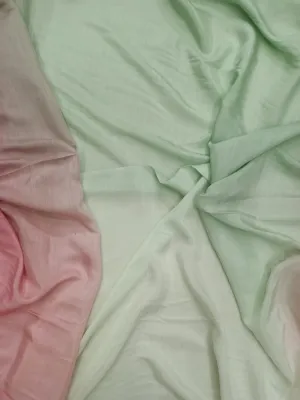 Artisanal Hand Dyed Soft Modal Muslin Mul Silk Ombre Shaded Fabric