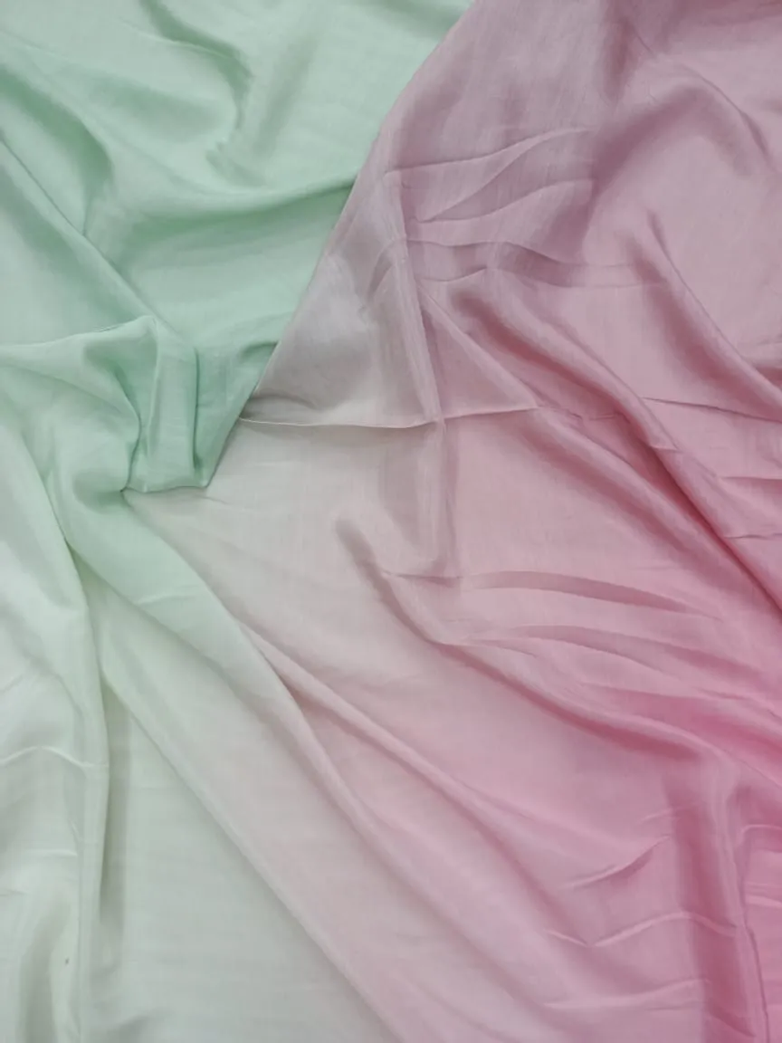 Artisanal Hand Dyed Soft Modal Muslin Mul Silk Ombre Shaded Fabric