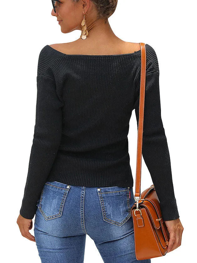 Autumn and Winter Polka Dot Hollow Long Sleeve Round Neck Pullover Loose Sweater