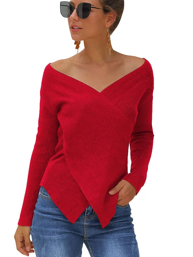 Autumn and Winter Polka Dot Hollow Long Sleeve Round Neck Pullover Loose Sweater