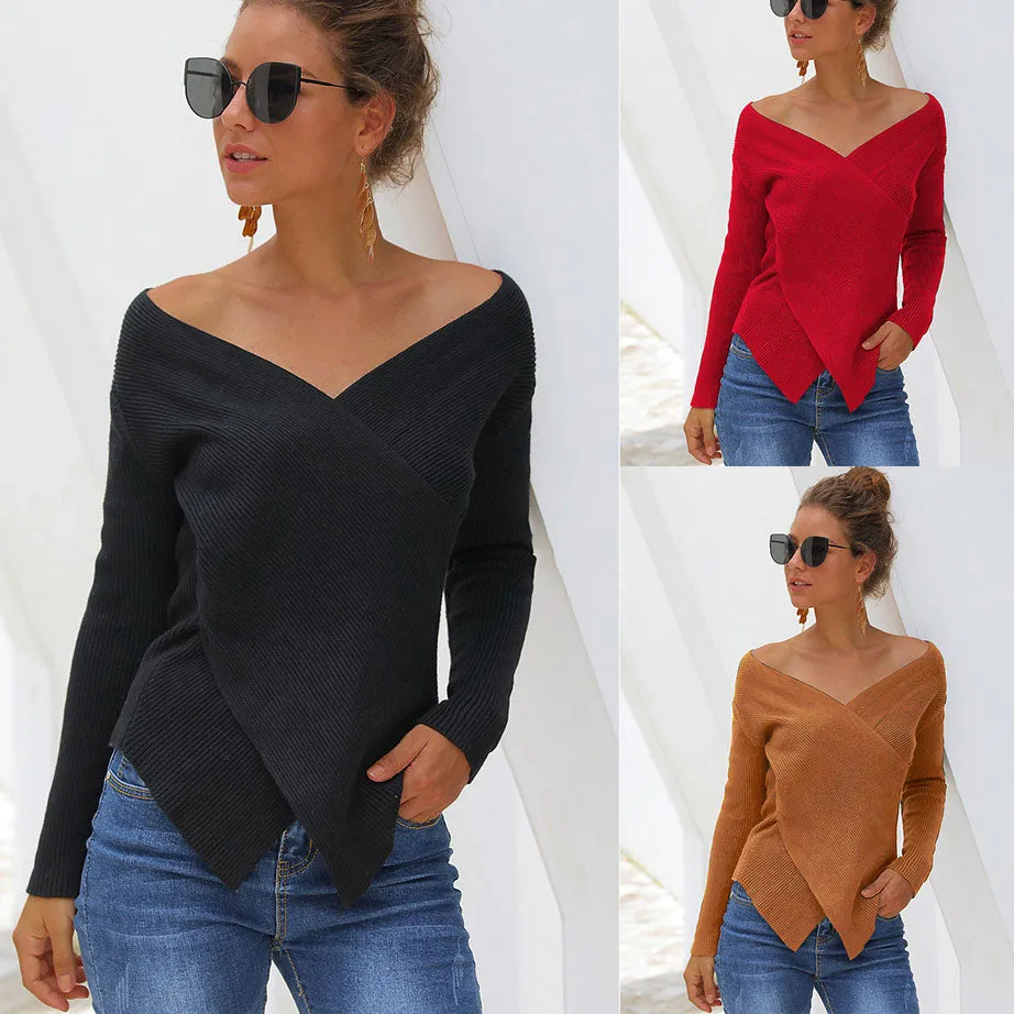 Autumn and Winter Polka Dot Hollow Long Sleeve Round Neck Pullover Loose Sweater