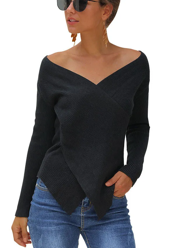 Autumn and Winter Polka Dot Hollow Long Sleeve Round Neck Pullover Loose Sweater