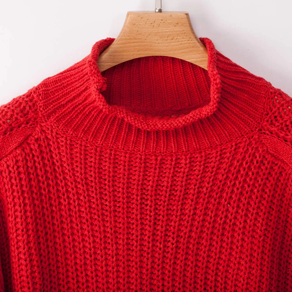 Autumn and Winter Women's Three-color Long-sleeved Turtleneck Sweater Loose Sweater