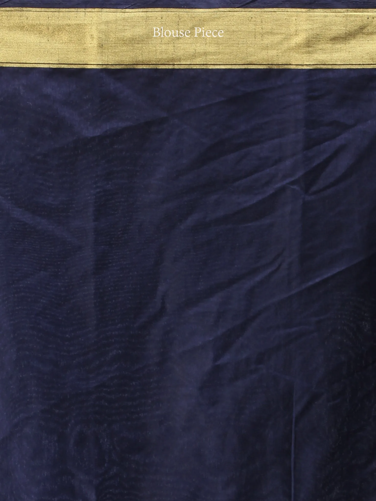 Banarasee Semi Silk Saree With Zari Border - Navy Blue Gold  - S031704384