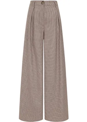 Banned Eliza Houndstooth 40's Trousers Brown