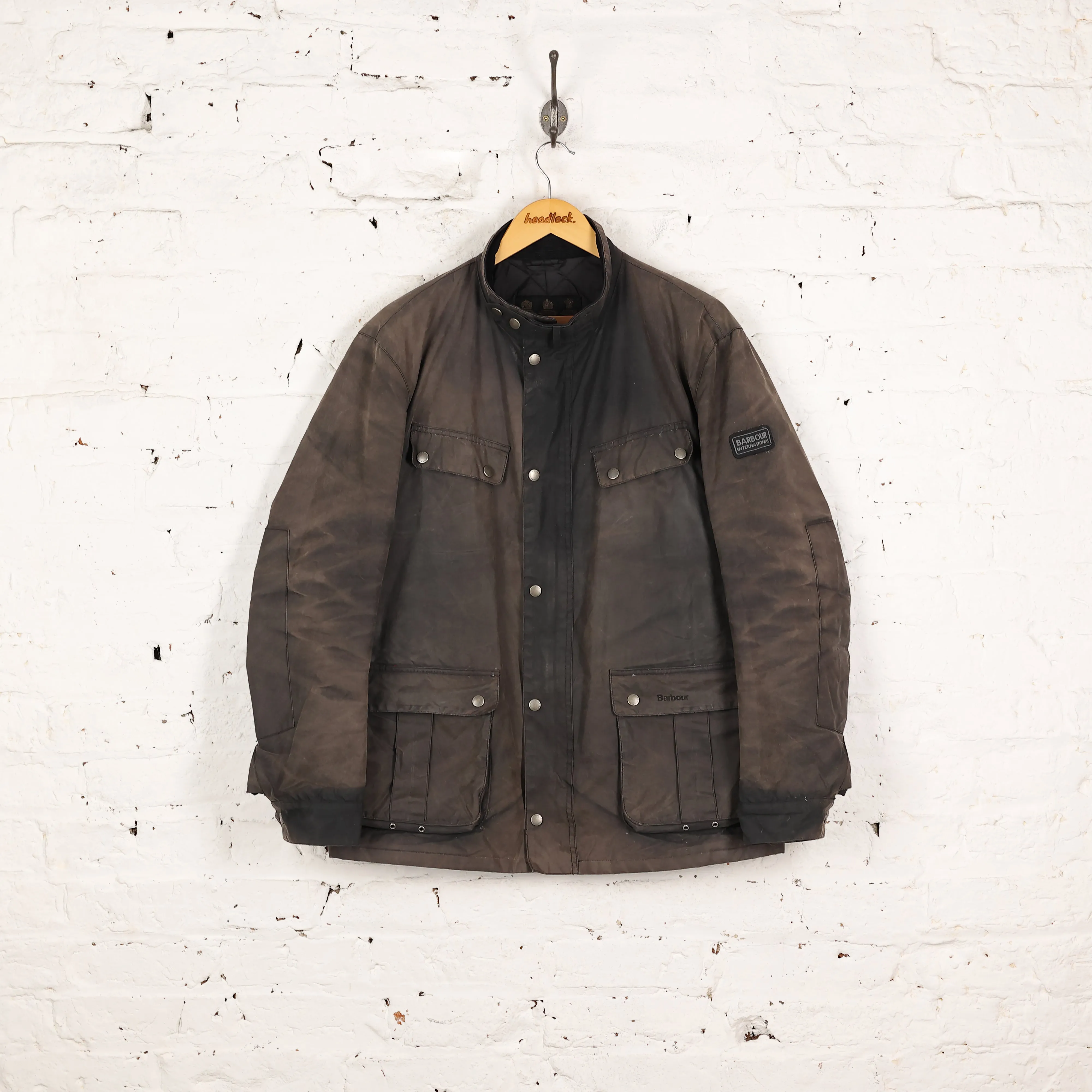 Barbour International Duke Wax Jacket Coat - Black - XL