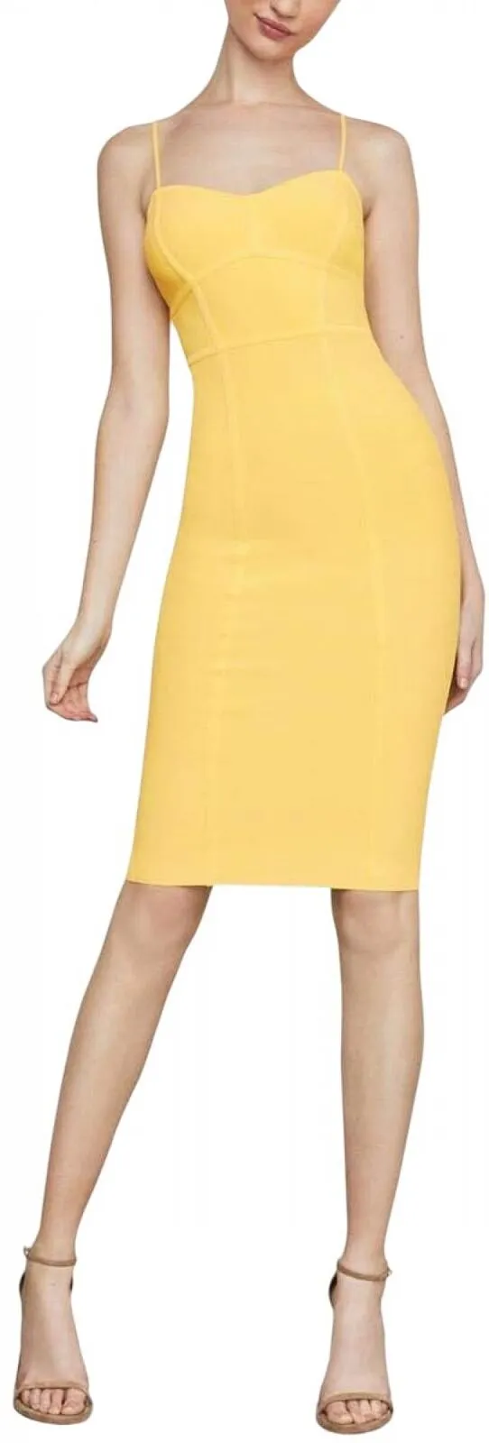 Bcbgmaxazria Azria Womens Strappy Bodycon Dress LHL6188611 Limelight Yellow L