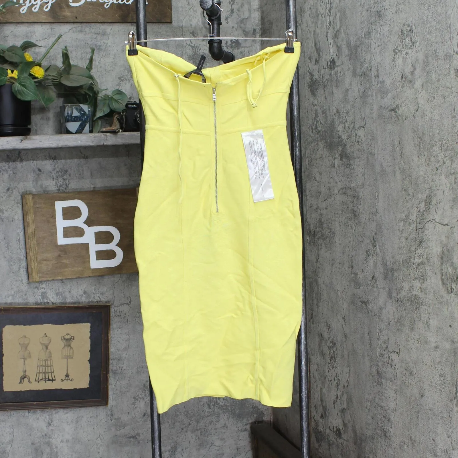 Bcbgmaxazria Azria Womens Strappy Bodycon Dress LHL6188611 Limelight Yellow L