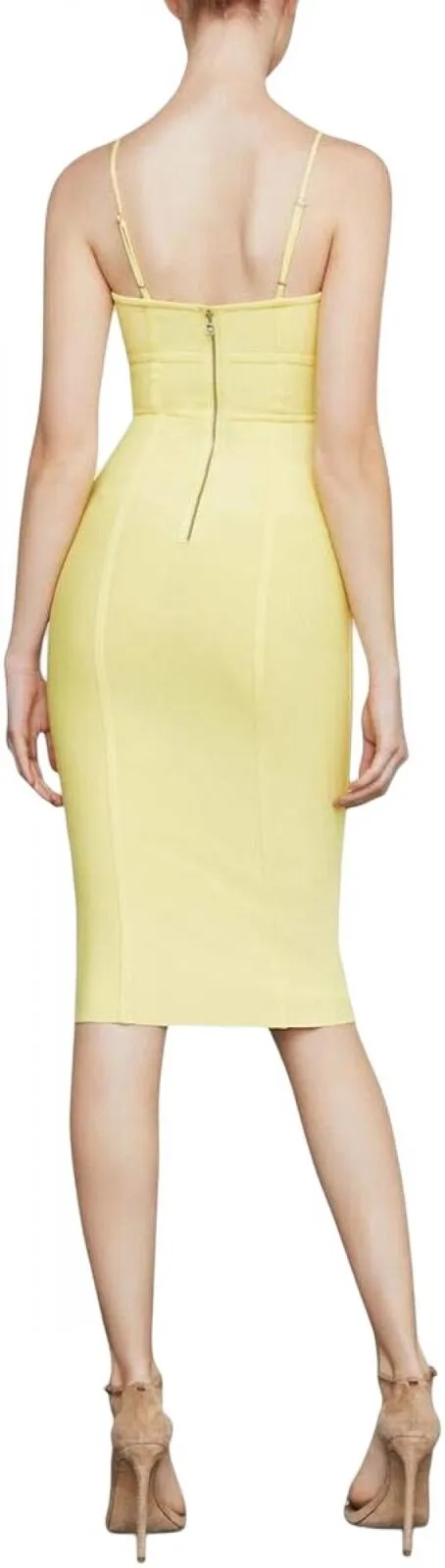 Bcbgmaxazria Azria Womens Strappy Bodycon Dress LHL6188611 Limelight Yellow L