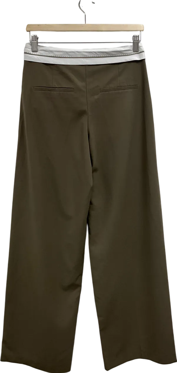 Bershka Green Contrast Tape Wide Leg Trousers UK 6
