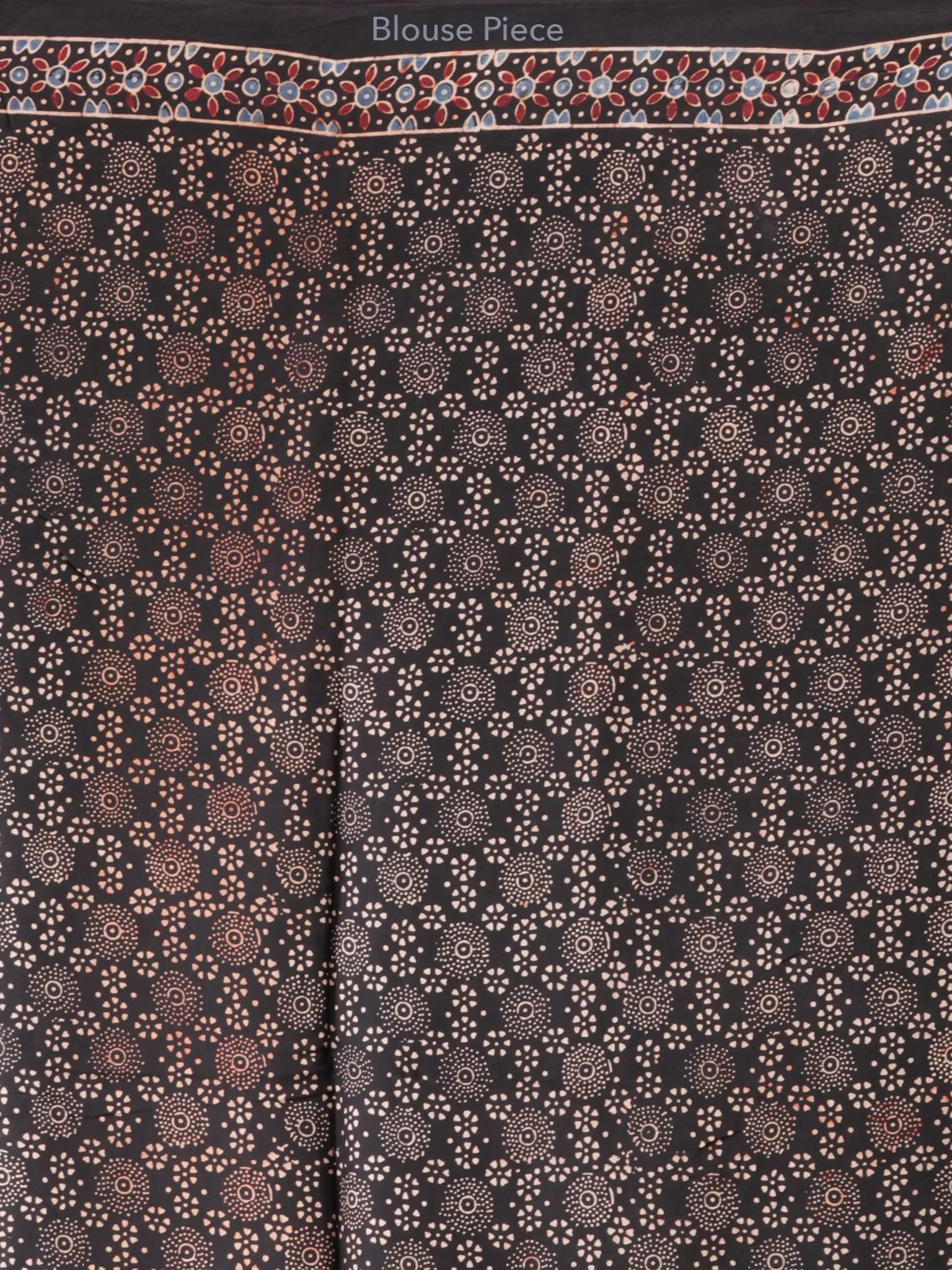 Black Indigo Maroon Ajrakh Hand Block Printed Modal Silk Saree - S031704202