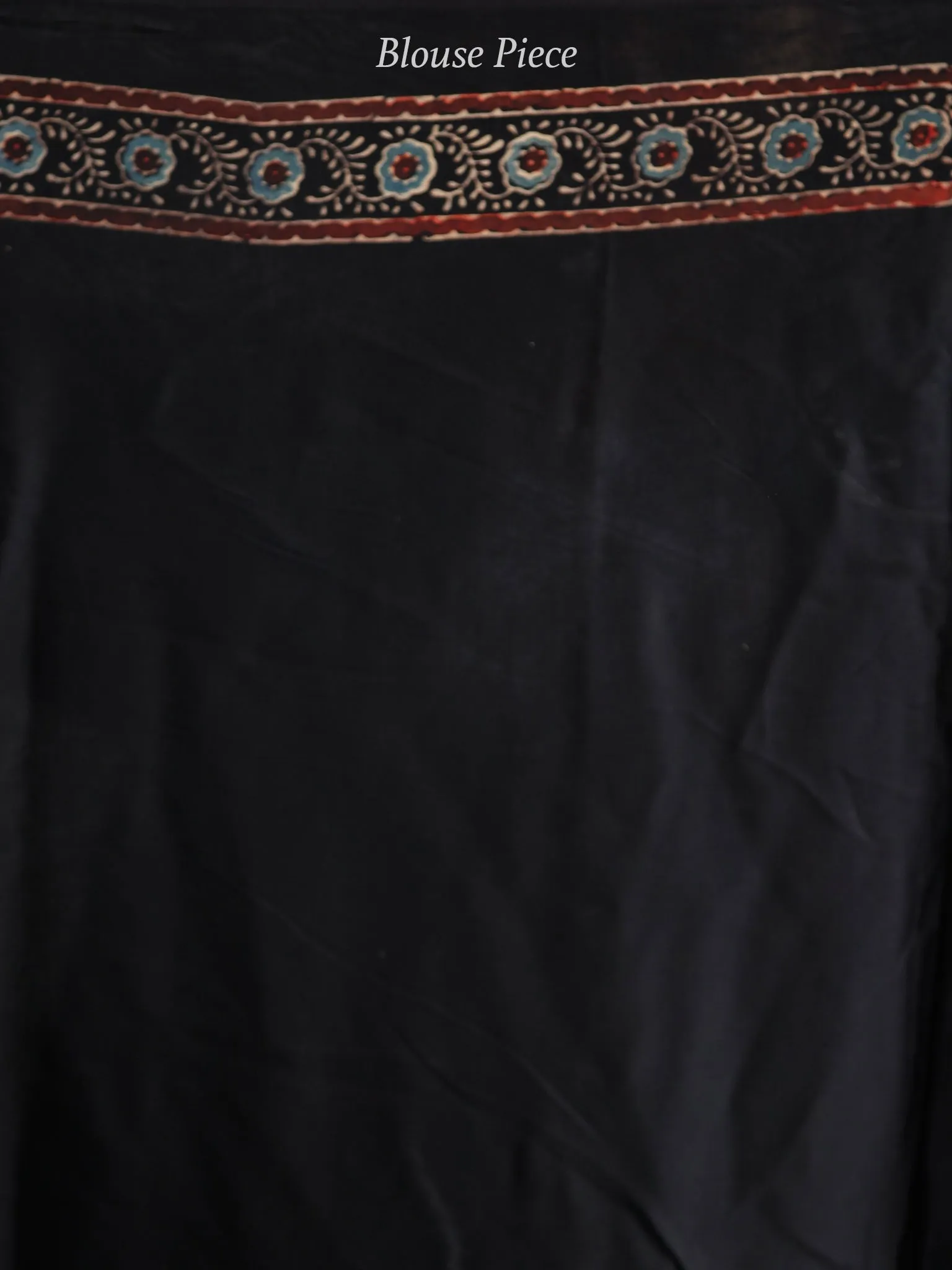 Black Reddish Brown Blue Beige Ajrakh Hand Block Printed Modal Silk Saree in Natural Colors - S031703731