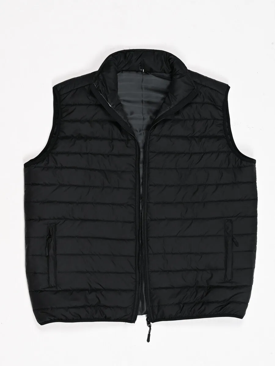 Black Sleeveless Puffer Gilet Jacket
