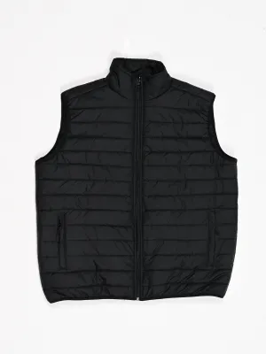 Black Sleeveless Puffer Gilet Jacket