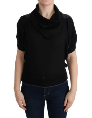 Black Turtleneck Wool Blouse