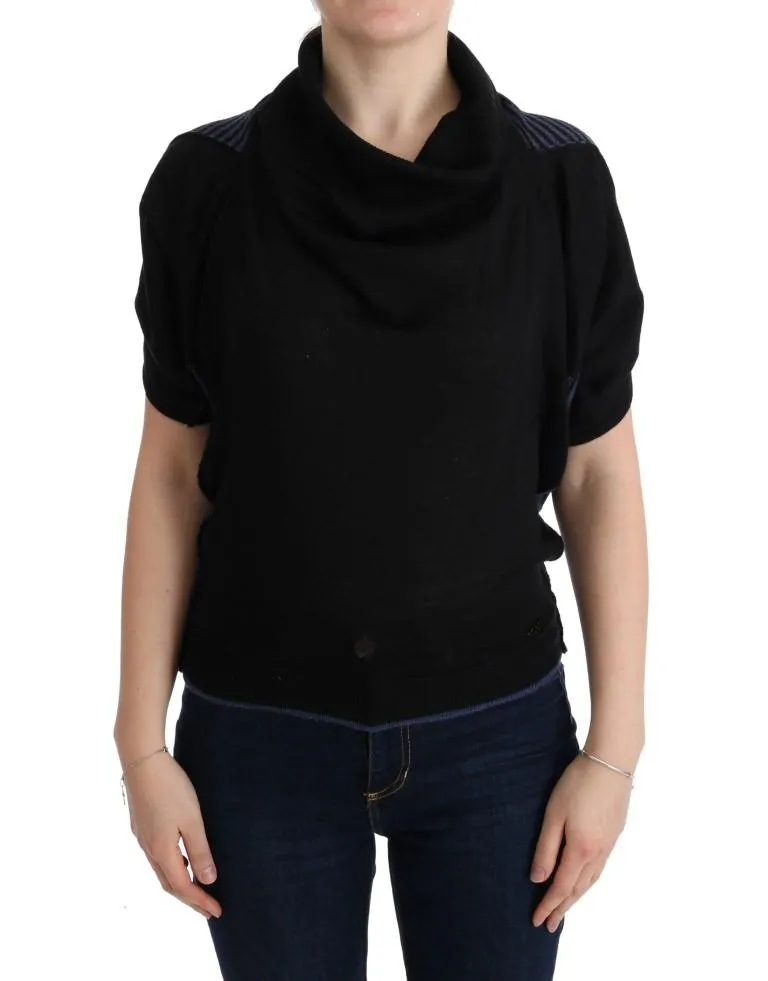 Black Turtleneck Wool Blouse