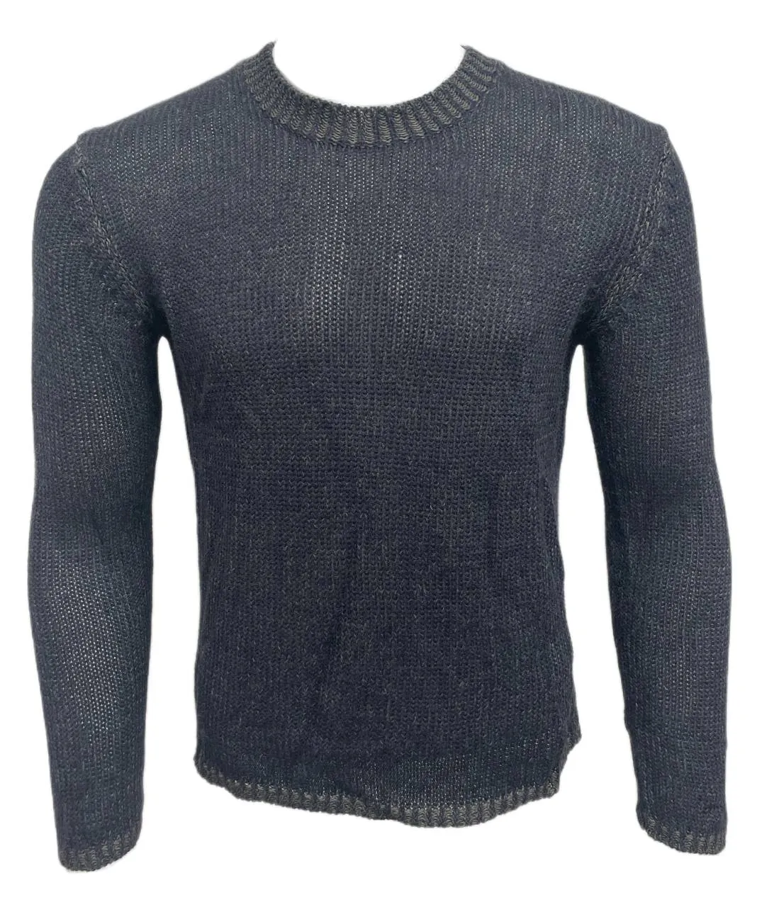 BLK DNM Men's Navy Green Crew Neck Sweater 40 NWT