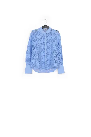 Blue floral lace top
