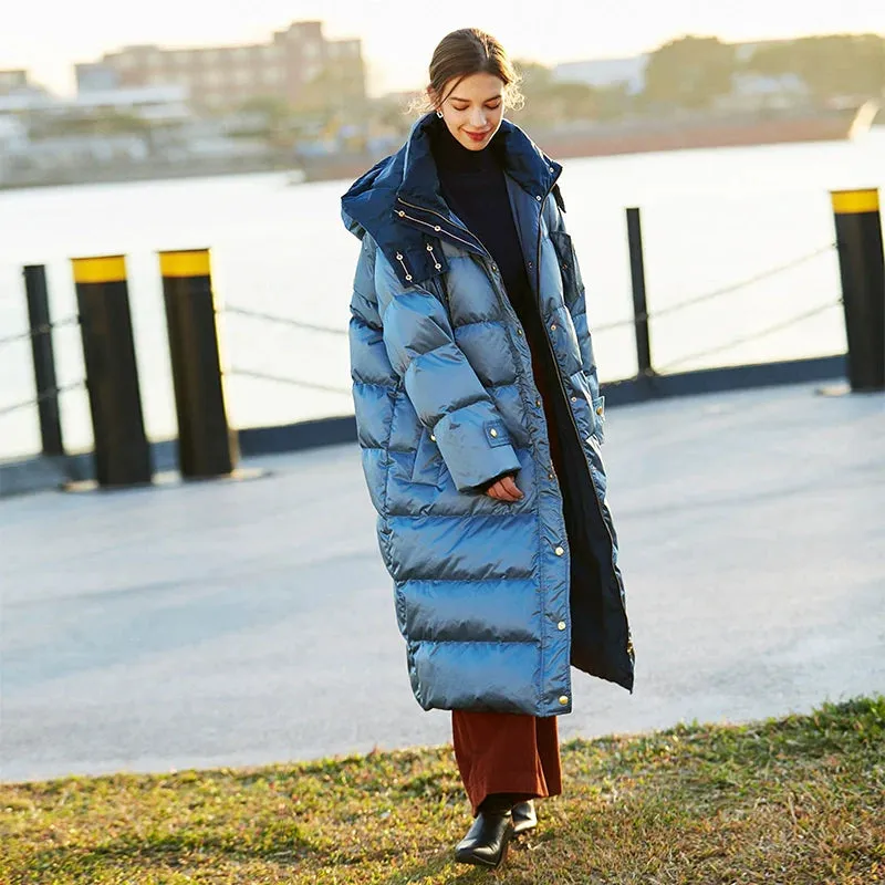 Blue Long Puffer Coat
