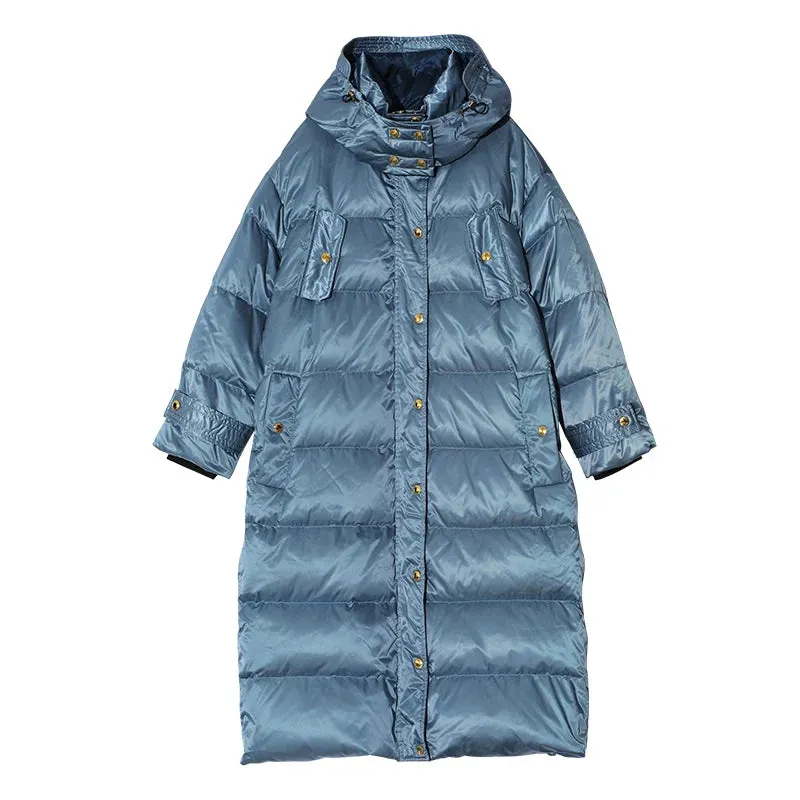 Blue Long Puffer Coat
