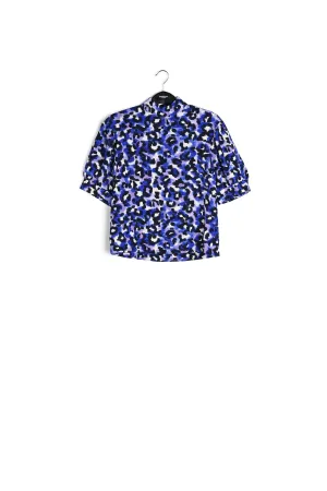 Blue, purple and off-white leopard print top