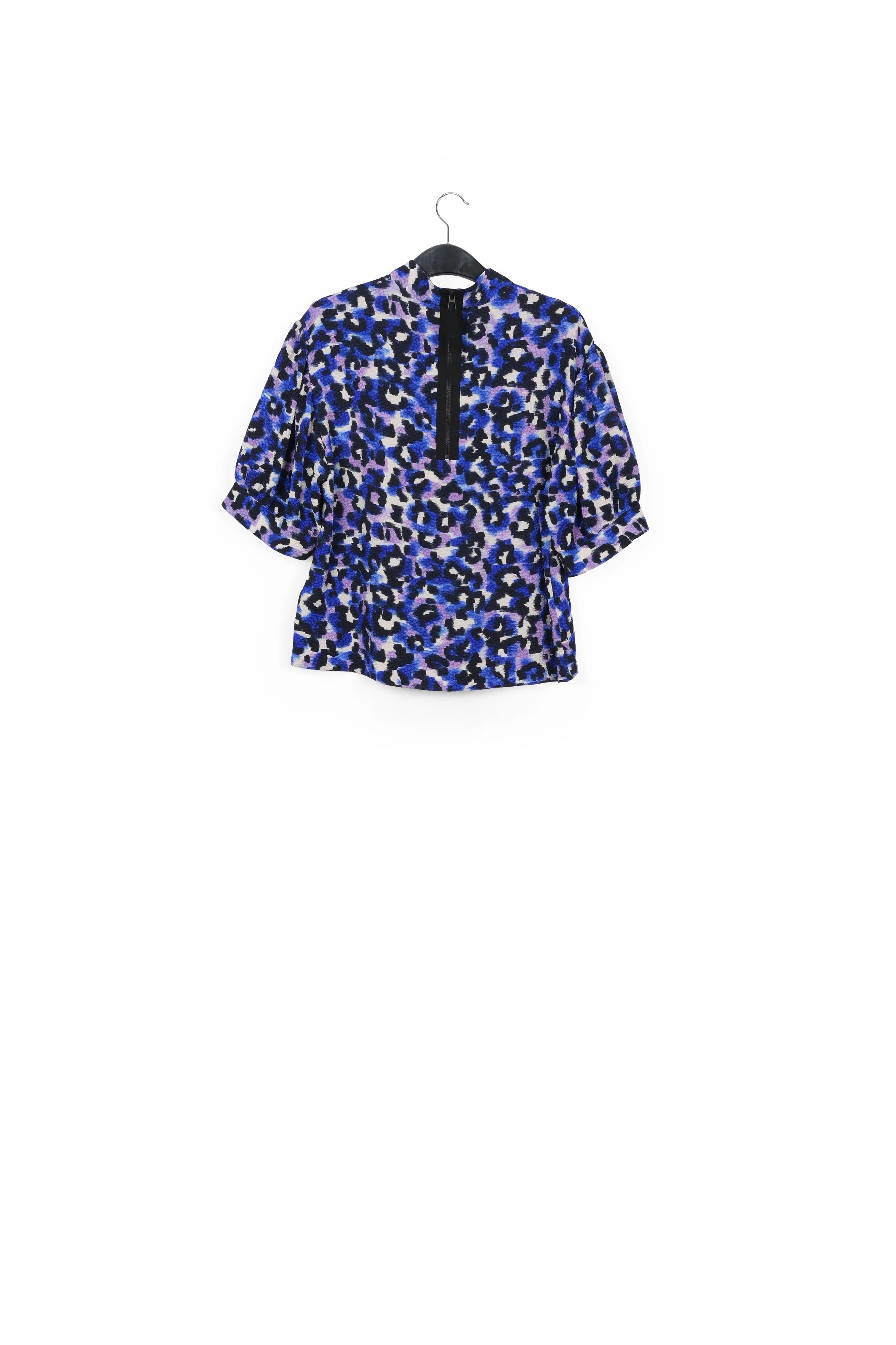 Blue, purple and off-white leopard print top