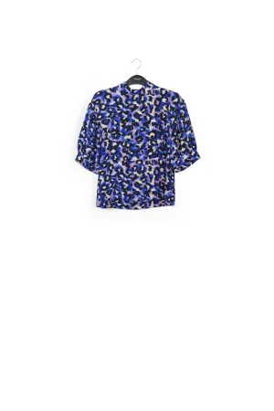 Blue, purple and off-white leopard print top
