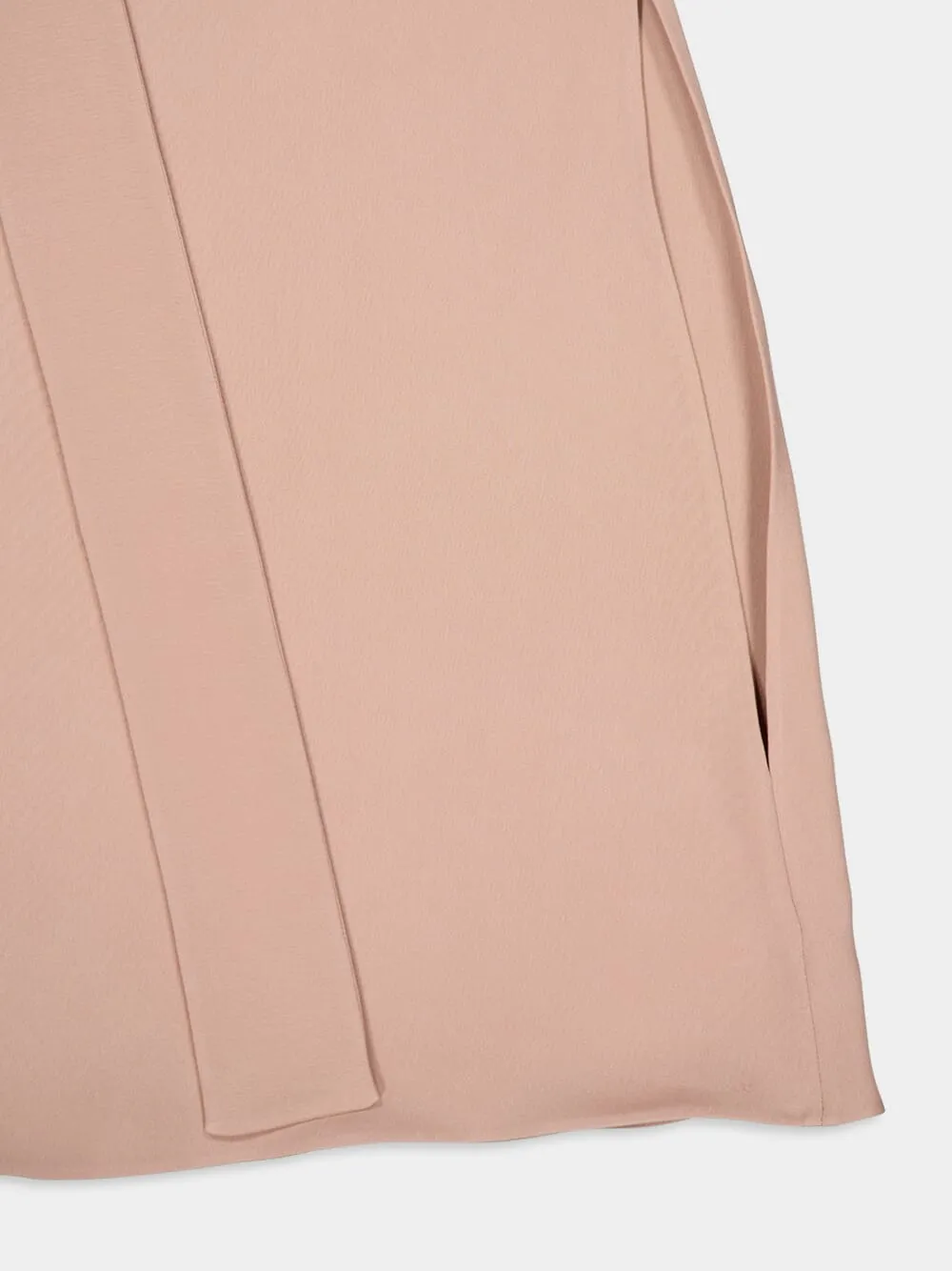 Blush Pink Silk Tie-Neck Blouse
