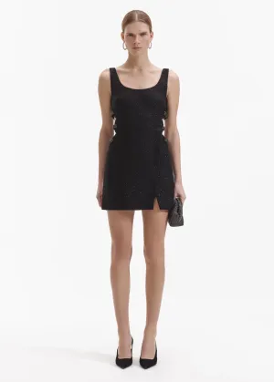 Boucle Bow Mini Dress (Black)