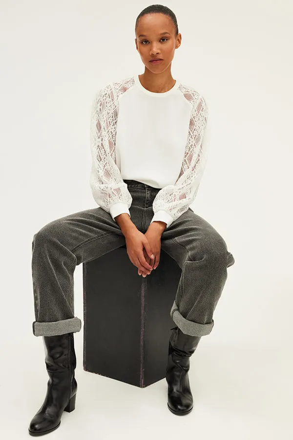 BRELLE WHITE LACE SLEEVES TOP