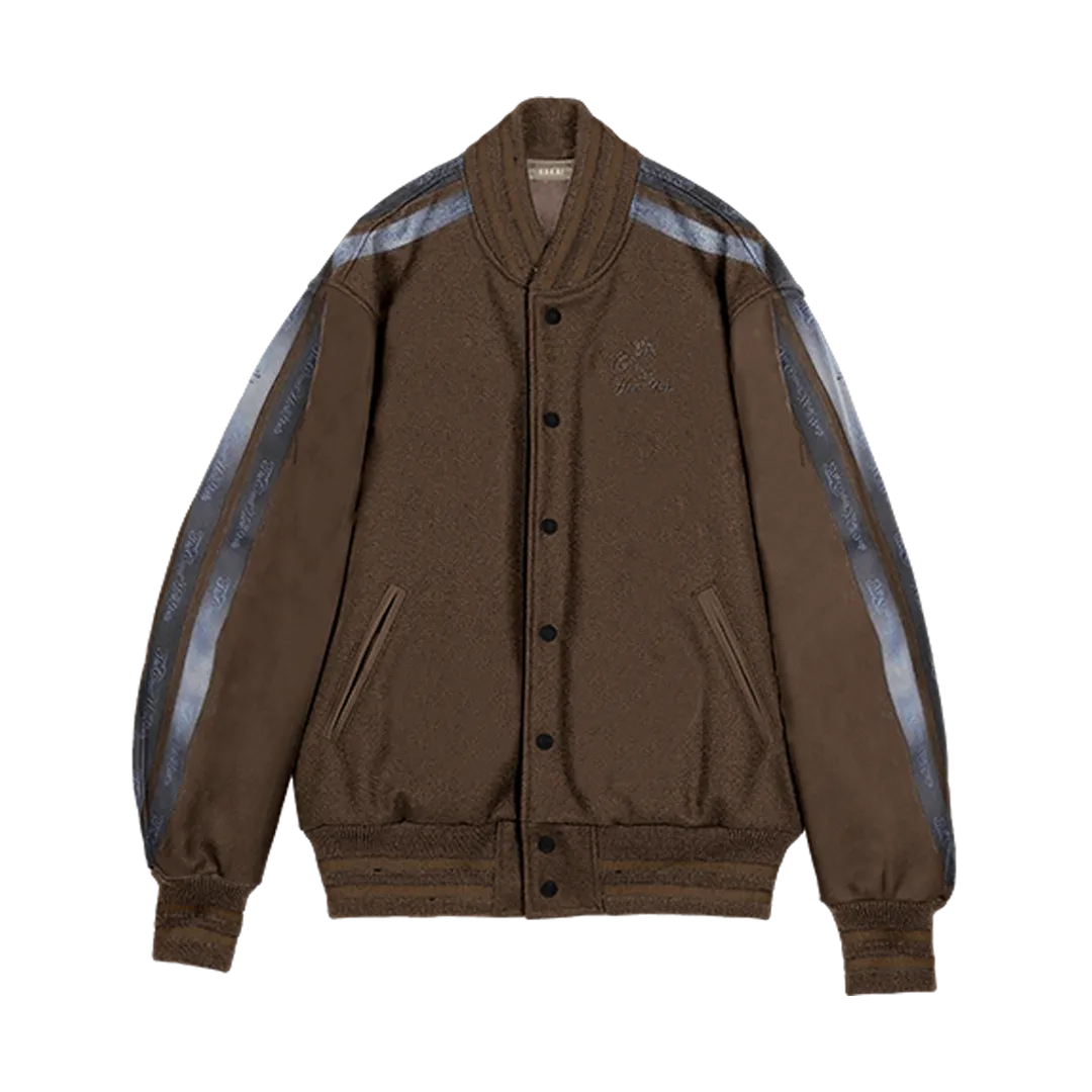 Brown Striped Varsity Jacket