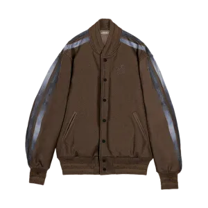 Brown Striped Varsity Jacket