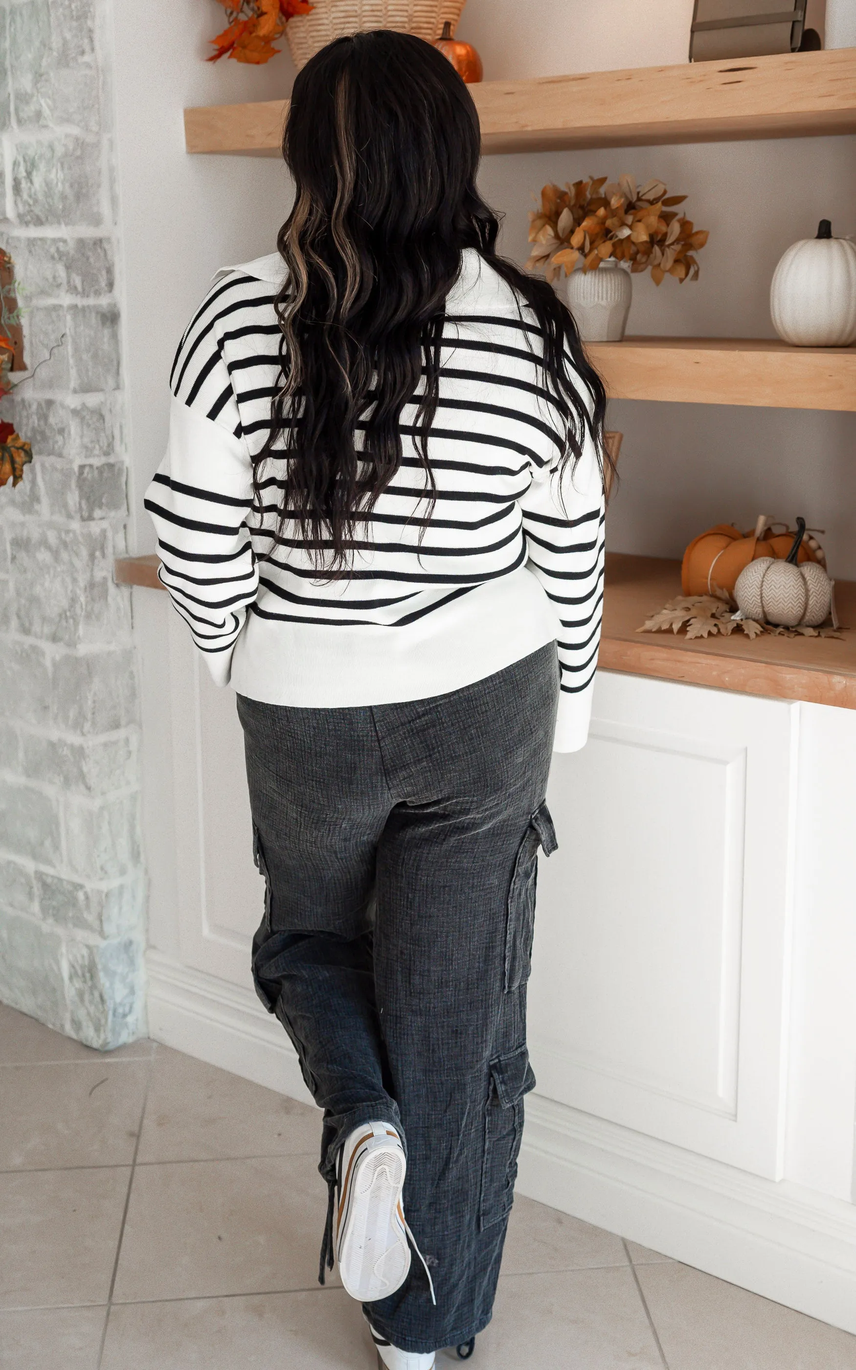 Brynn Collared V-Neck Sweater Top - Final Sale