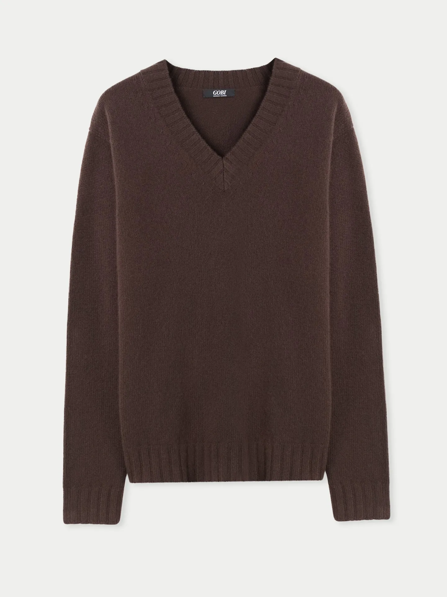 Cashmere Ribbed-Knit V-Neck