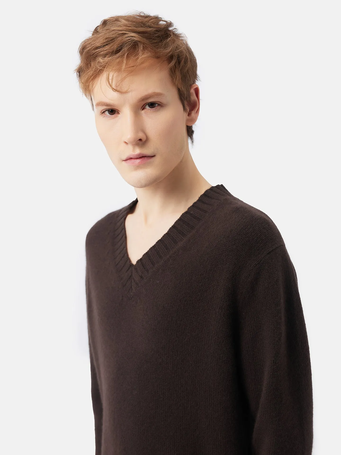 Cashmere Ribbed-Knit V-Neck