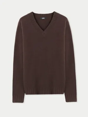 Cashmere Ribbed-Knit V-Neck