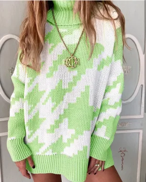 Casual Knitting Plaid Women Hoody Sweaters